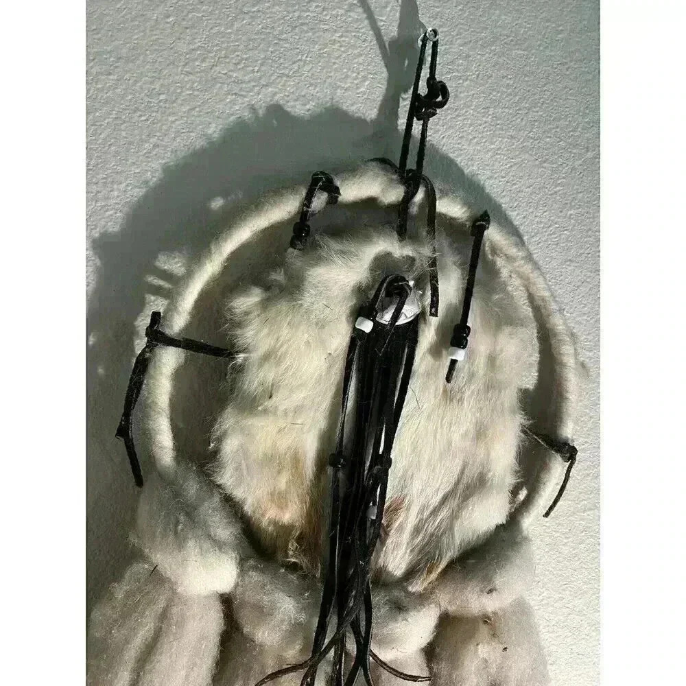 vintage native american dream catcher 29 Inch Handmade With Real Fur - Picture 3 of 11